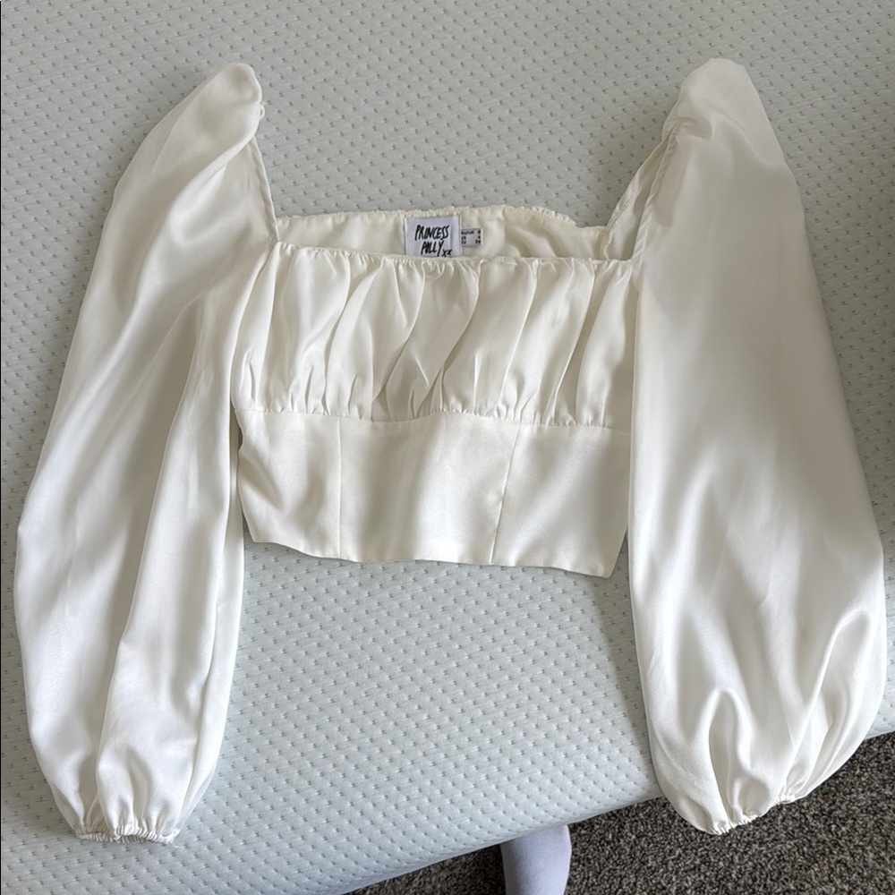 Princess Polly white Puff Sleeve Crop Top